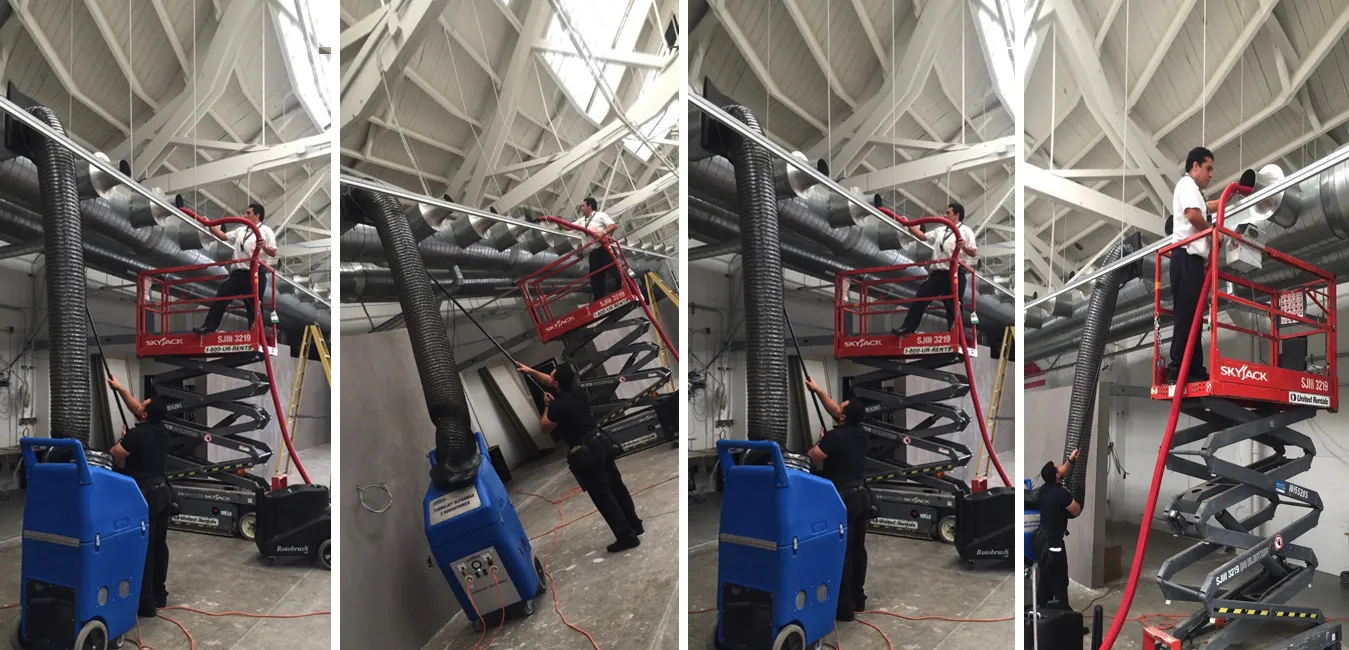 HD video inspection camera inside an air duct during professional cleaning service